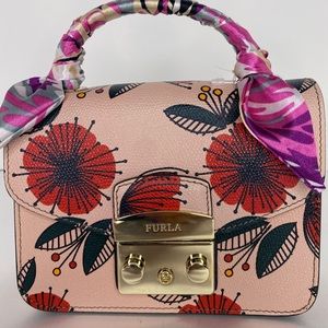 FURLA Floral Printed Moonstone Leather Metropolis